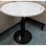 CAFE TABLE, white marble on steel base, 70cm Diam x 75cm H.