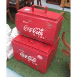 'COCA COLA' ICE BOXES, two, various sizes, 44cm x 22cm x 34cm H.