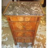 BEDSIDE CHEST, early 19th century Italian olivewood and fruitwood,