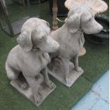 GARDEN DOG STATUES, a pair, reconstituted stone, 71cm H.