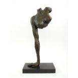 MODERNIST BRONZE, hand and bust study, marble base, 63cm H overall.