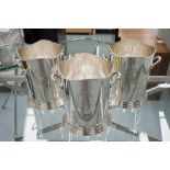 ICE BUCKETS, a set of three, Louis XV style, plated finish, 23cm W.