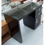 DESK, black finish, of compact proportions, 92cm W x 46cm D x 77cm H.