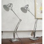 ANGLEPOISE STYLE LAMPS, a pair, in a chrome finish, 92cm H.