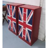 CHEST OF DRAWERS, a pair, with four drawers below, Union flag design to front,