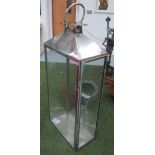 STORM LANTERN, of large proportions in a chromed finish metal frame, 56cm x 30cm x 132cm H.