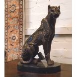 SEATED CHEETAH, bronze sculpture, marble base, 44cm H overall.