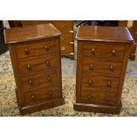 BEDSIDE CHESTS, a pair, Victorian mahogany each adapted with three drawers, 45cm x 34cm D x 72cm H.