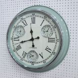 TIME ZONES WALL CLOCK, with three insert world clocks metal casing,