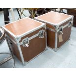 TRUNKS, a pair, in faux tanned leather, 52cm x 52cm x 51cm H.