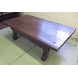CHINESE LOW TABLE, Rustic style wooden with a rectangular top on block legs,