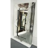 MIRROR, Art Deco style, with bevelled plate and stratified mirrored borders, 149cm x 90cm.