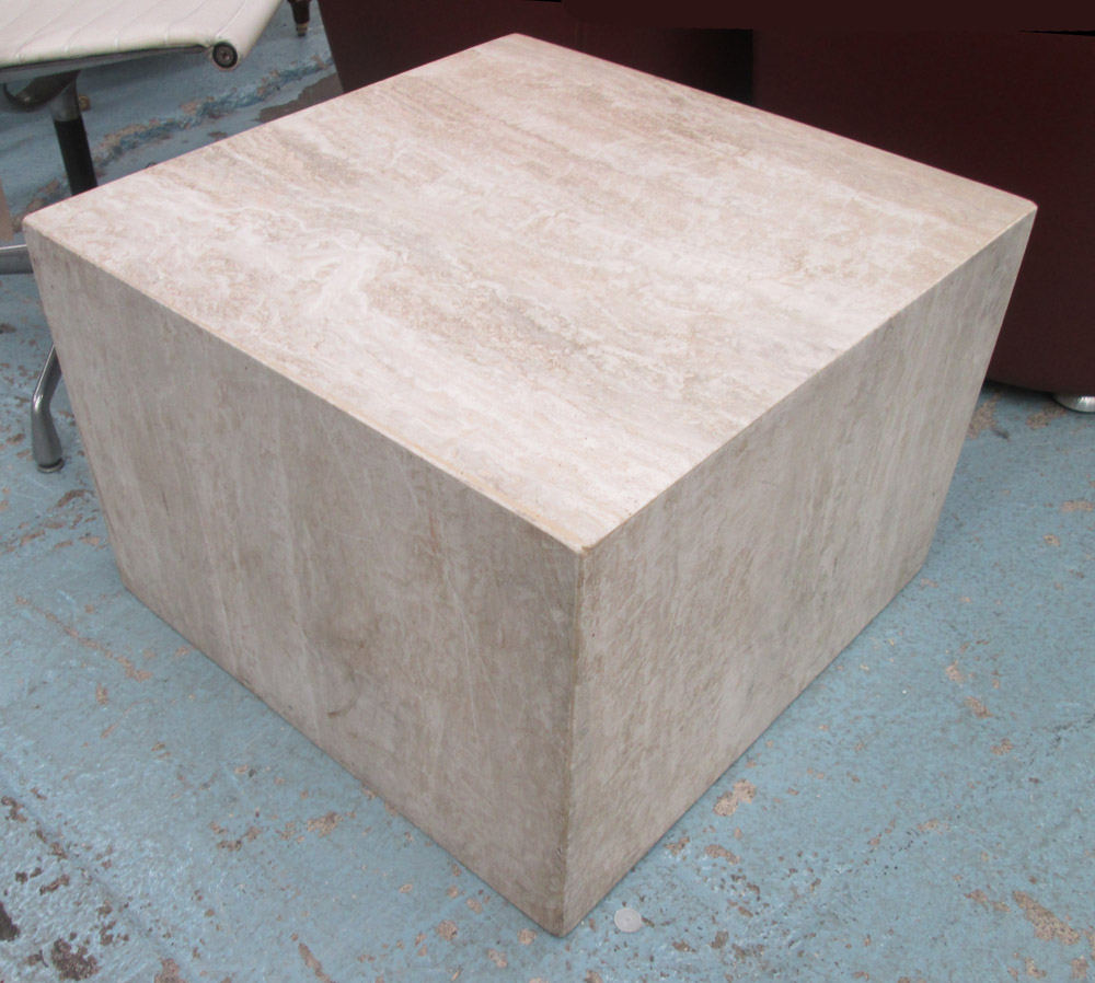 LOW TABLE, travertine, 60cm x 60cm x 42cm (with faults).