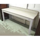 SERVING TABLE, 19th century pine, rectangular grey painted and lined, 184cm x 54cm D x 90cm H.