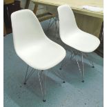 DINING CHAIRS, a set of six, Eames style Eiffel in white, each 46cm W.