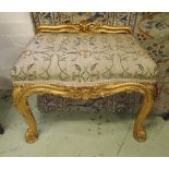 WALL SEAT, 19th century gilt wood with embroidered silk upholstered seat, 65cm W x 42cm D x 46cm H.