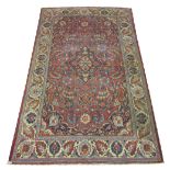 ANTIQUE KASHAN RUG, 215cm x 135cm,