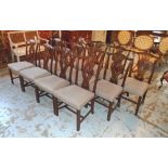 DINING CHAIRS, a set of twelve, George III design mahogany with splat backs and stuff-over seats.