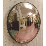 CONVEX WALL MIRROR, Art Deco, engraved border, 68cm diam.