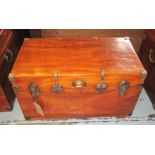 CAMPHORWOOD TRUNK, 19th century with a rising lid and metal fittings, 50cm D x 46cm H x 85cm W.