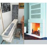 HOPPEN STYLE FIREPLACE, picture available of complete piece, 90cm W.