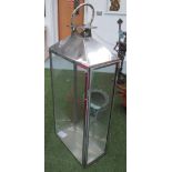 STORM LANTERN, of large proportions, in a chromed metal finish frame, 56cm x 30cm x 132cm H.