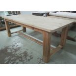 REFECTORY TABLE, Conran style, vintage pine, with planked top and thick,