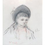 PAUL CESAR HELLEU (French,1859-1927) 'Young girl with a hat',