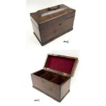 GEORGIAN TEA CADDY, with walnut veneers and crossbanded detail, three compartment interior,