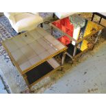 LOW TABLES, a pair, gilt framed of two square mirrored tiers, 60cm x 50cm H.