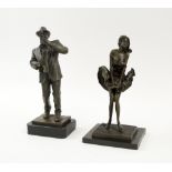 TWO BRONZES, study of a saxophone player, 30cm H; and a young girl, 28cm H, both by Talos Gallery.