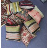 VINTAGE KILIM CUSHIONS, eight examples in various sizes and designs.