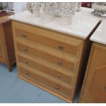CHEST OF DRAWERS, in maple with marble top and four drawers below, 89cm x 49cm x 88cm H.