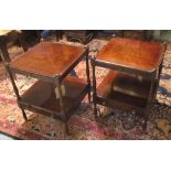 OCCASIONAL TABLES, a pair, George III design yew wood each with brushing slide,