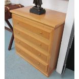 CHEST OF DRAWERS, in maple with four drawers below, 90cm x 50cm x 90cm H.