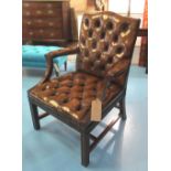 GAINSBOROUGH ARMCHAIR, George III design, mahogany,