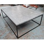 LOW TABLE, with a rectangular galvanised metal top with nail detail on a metal base, 149.5cm W x 49.