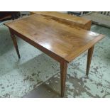 FARMHOUSE TABLE, 19th century French elm, with planked and cleated rectangular top,