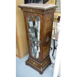 PEDESTAL DISPLAY VITRINE, French style, with a marble top over glazed and mirrored interior,