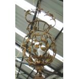 CHANDELIER, gilt metal with foliate detail, 97cm H x 37cm W.