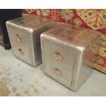 BEDSIDE CHESTS, a pair, aviator style, each 45cm W x 39cm D x 50cm H.