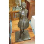 BRONZE, of a ballerina on base in the style of Degas, 85cm H.