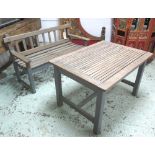 GARDEN TABLE, teak and grey painted with rectangular slatted top,