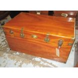 CAMPHORWOOD TRUNK, 19th century with a rising lid and metal fittings, 57cm D x 54cm H x 105cm W.