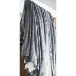 CURTAINS, a pair, of substantial proportions in shimmering grey velvet,