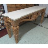 CONSOLE TABLE, Classical style rectangular antiqued carved pine,