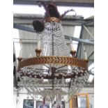 BAG CHANDELIER, Empire style, seven branch, in a metal frame with glass drops, 108cm H,