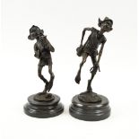 ELFIN FIGURAL BRONZES, two various, by Talos Gallery, on marble bases, 24cm H x 27cm H max.