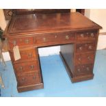 PEDESTAL DESK, Victorian walnut of compact proportions,