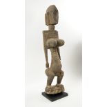 FERTILITY FIGURE, Bamana people, carved wood, 69cm H, plus display stand.